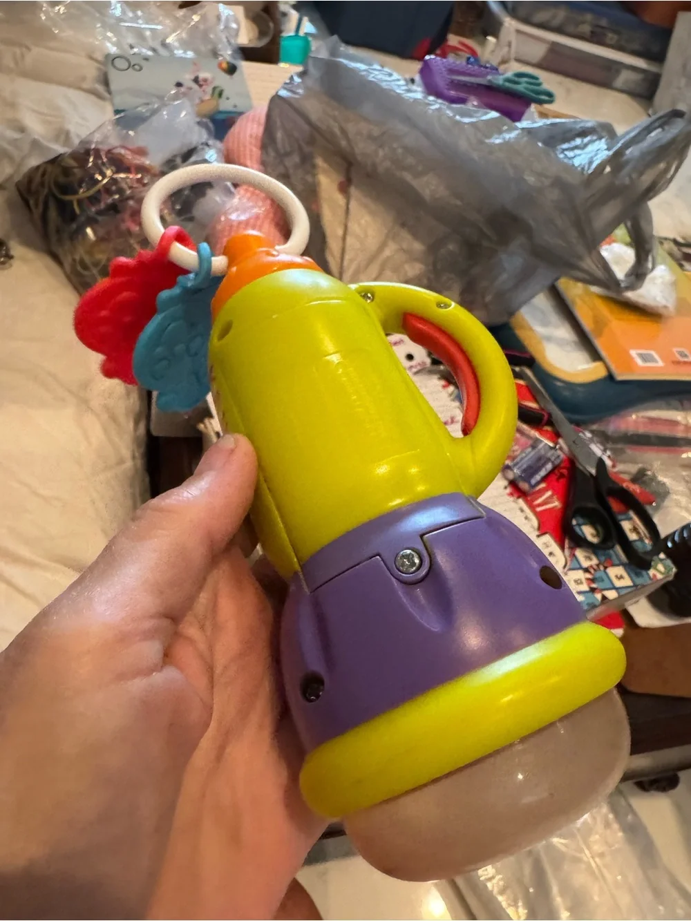 Colorful Rattle Toy - Purple & Lime Green